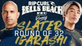 Kelly Slater vs Kanoa Igarashi | Rip Curl Pro Bells Beach – Round of 32 Heat Replay