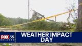 Severe weather topples trees, produces large hail