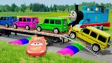 Big & Small Choo-Choo McQueen Boy, King Dinoco vs Pixar Car, vs DOWN OF DEATH – BeamNG.Drive #557