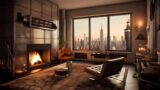 4K Dieselpunk New York City High Rise Condo – Lofi Manhattan Art Deco Ambience Chill Beats Relax