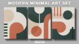 Bauhaus Simple Geometry Art Set, Green Beige Terracotta, Contemporary Abstract Set s3-a3-01