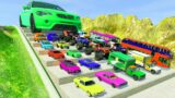 Big Small Cars vs Massive Speed Bumps & Monster Trucks Crash Potholes vs DOWN OF DEATH | HT Gameplay