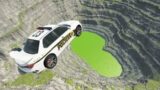 Cars vs Leap of Death Jumps into Green Water #224 | BeamNG drive