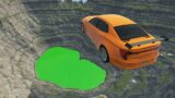 Cars vs Leap of Death Moon Gravity with Green Water #289 | BeamNG drive