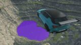 Cars vs Leap of Death Moon Gravity with Purple Water #294 | BeamNG drive