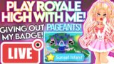 GIVING OUT MY BADGE IN ROYALE HIGH & PLAYING SUNSET ISLAND! ROBLOX Royale High Stream