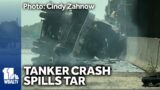 I-895 reopens after tanker crash spills tar on overpass