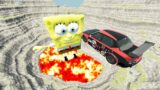 Leap of Death Cars Jumps & Falls into Spongebob in Lava #310 | BeamNG drive