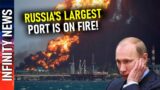 Massive Airstrike! Crimean oil tank was caught off guard! Russia's largest port is on fire!