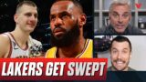 Reaction to Denver Nuggets sweeping Los Angeles Lakers in NBA Playoffs | Colin Cowherd + Jason Timpf