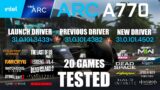 ARC A770 16GB Launch Driver VS Previous Driver VS New Driver | R9-7950X3D | 1080p – 20 Games Tested