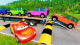 Big & Small Lightning McQueen Boy, King Dinoco vs Tow Mater,Pixar Car vs DOWN OF DEATH -BeamNG.Drive