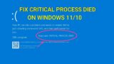 Critical Process Died Blue Screen of Death Error on Windows 11 & 10 [SOLVED]