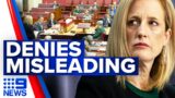 Finance Minister Katy Gallagher denies misleading parliament | 9 News Australia