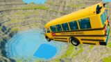Leap of death, cars jump and fall into blue water – BeamNG.Drive