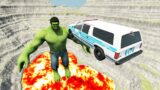 Leap of Death Cars Jumps & Falls into Lava Giant Hulk #217 | BeamNG drive