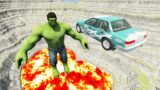 Leap of Death Cars Jumps & Falls into Lava Giant Hulk #219 | BeamNG drive