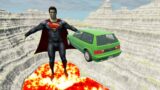 Leap of Death Cars Jumps & Falls into Lava with Superman | BeamNG drive #414