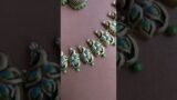 Antique Gold Toned Blue And Green Color Peacock Design Terracotta Choker Necklace Set.