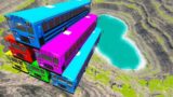 BeamNG.Drive – Car Jumping Into Lava Volcano, Leap Of Death, School Bus Crashes