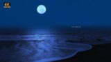 Celestial Serenity: Ocean Waves and Full Moon for Ultimate Relaxation