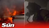 Hero firefighters rescue dog trapped in blazing home