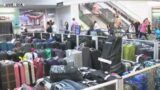 Hundreds of unclaimed luggage sitting at Orlando Airport baggage claim