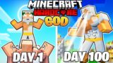 I Survived 100 DAYS as a GOD in HARDCORE Minecraft!