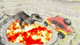 Leap of Death Cars Jumps & Falls into Lava T-Rex #233 | BeamNG drive