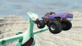 Leap of Death Cars Jumps & Falls into Lava with Monster Truck | BeamNG drive #401