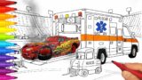 Lightning McQueen's Crash: Ambulance to the Rescue! Cars 3 Behind The Scene Drawing & Coloring Pages