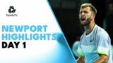 Moutet Faces Spizzirri; Thompson, Broady, Hijikata In Action | Newport 2023 Highlights Day 1