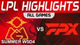 OMG vs FPX Highlights ALL GAMES LPL Summer Season 2023 W5D4 Oh My God vs FunPlus Phoenix by Onivia