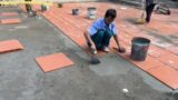 Playground Construction Installing Outdoor Anti-Slip Terracotta Bricks – Concrete Mixer