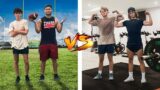 Weightlifters vs Football players (basketball 2v2) *so funny