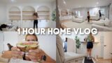 1 HOUR HOME VLOG: custom living room built ins reveal!!! decorating the shelves, barbie movie & more