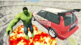 Leap of Death Cars Jumps Into Lava With Giant Hulk | BeamNG drive #246