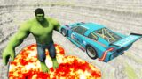 Leap of Death Cars Jumps Into Lava With Giant Hulk | BeamNG drive #247