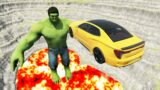 Leap of Death Cars Jumps & Falls into Lava with Hulk | BeamNG drive #463