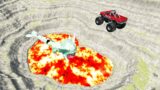 Leap of Death Cars Jumps & Falls into Lava with Monster Truck | BeamNG drive #433