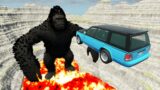 Leap of Death Cars Jumps & Falls into Lava with King Kong | BeamNG drive #432