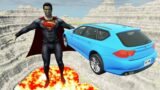 Leap of Death Cars Jumps & Falls into Lava with Superman | BeamNG drive #470