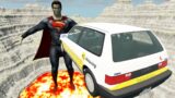 Leap of Death Cars Jumps & Falls into Lava with Superman | BeamNG drive #446