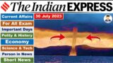 30 July 2023 Indian Express Newspaper Analysis | Daily Current Affairs | The Hindu Analysis