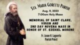 Aug. 11, 2023 Rosary & Holy  Mass in Memorial of Saint Clare, Virgin with Fr. jason Laguerta