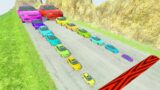 Big & Small Cars vs Colors Speed Bumps Crash vs DOWN OF DEATH in Thorny Road | HT Gameplay Official