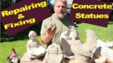 Concrete Statue Repair – Fixing broken parts, filling air bubbles & seams, and painting restoration