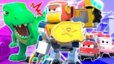 DINOSAUR THREAT! You have to stop the T-REX, RESCUE TEAM! | Super Robot Truck Fights Dinosaurs
