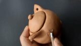 DIY Miniature Earthen Art : Making Tiny Terracotta Cooking Pot With Lid, Clay Mini Cookware