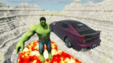 Leap of Death Cars Jumps Into Lava With Giant Hulk #243 | BeamNG drive